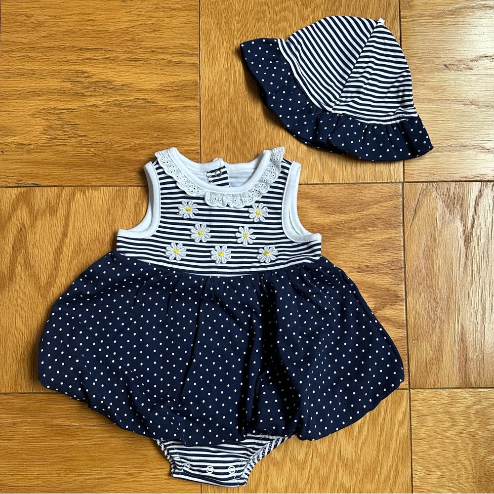 Brand new navy onesie with matching hat